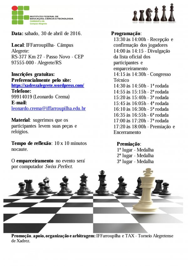 Projeto do IFFar oferta aulas de xadrez online - IFFar