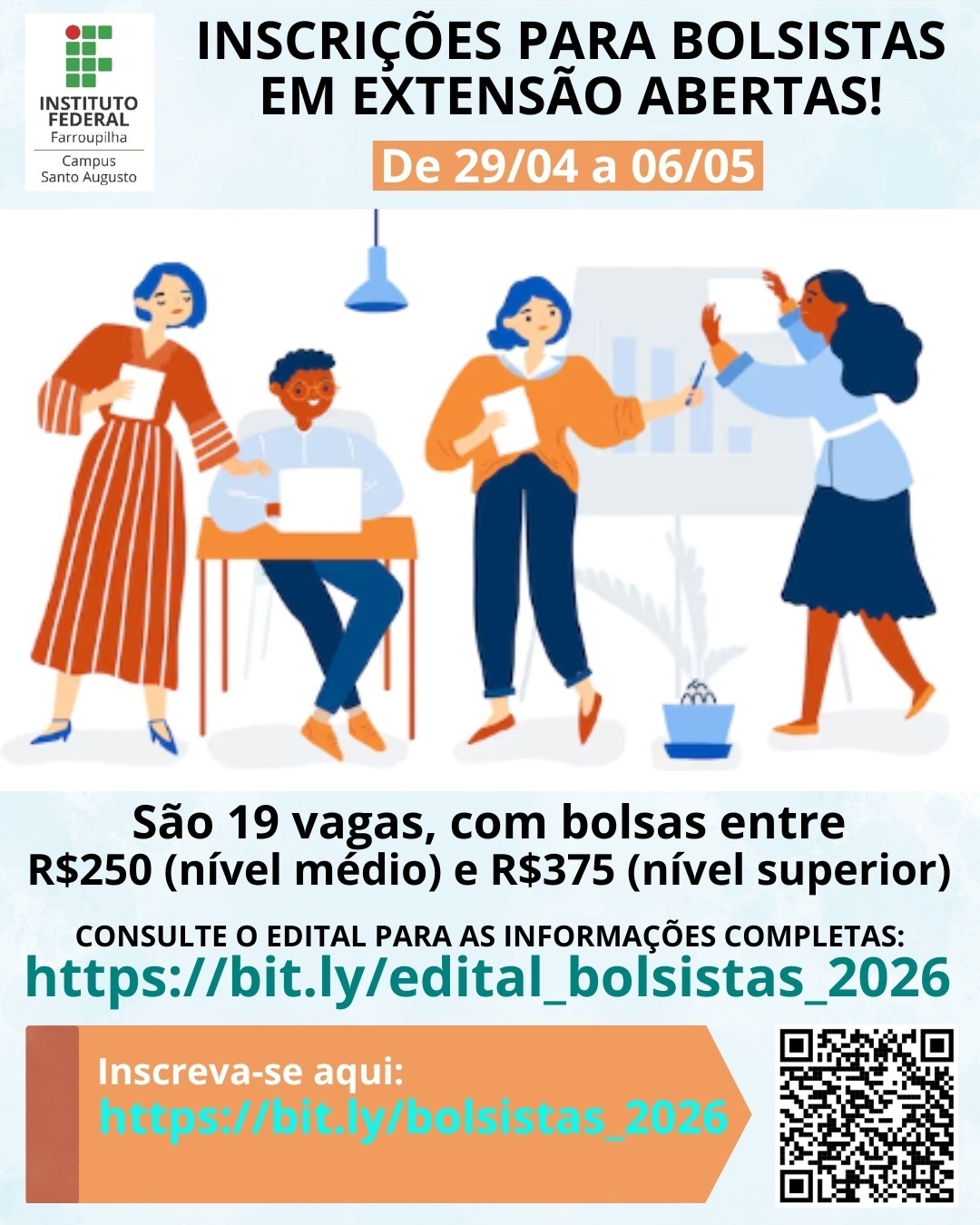 Arte Inscrições para Bolsistas em Extensão