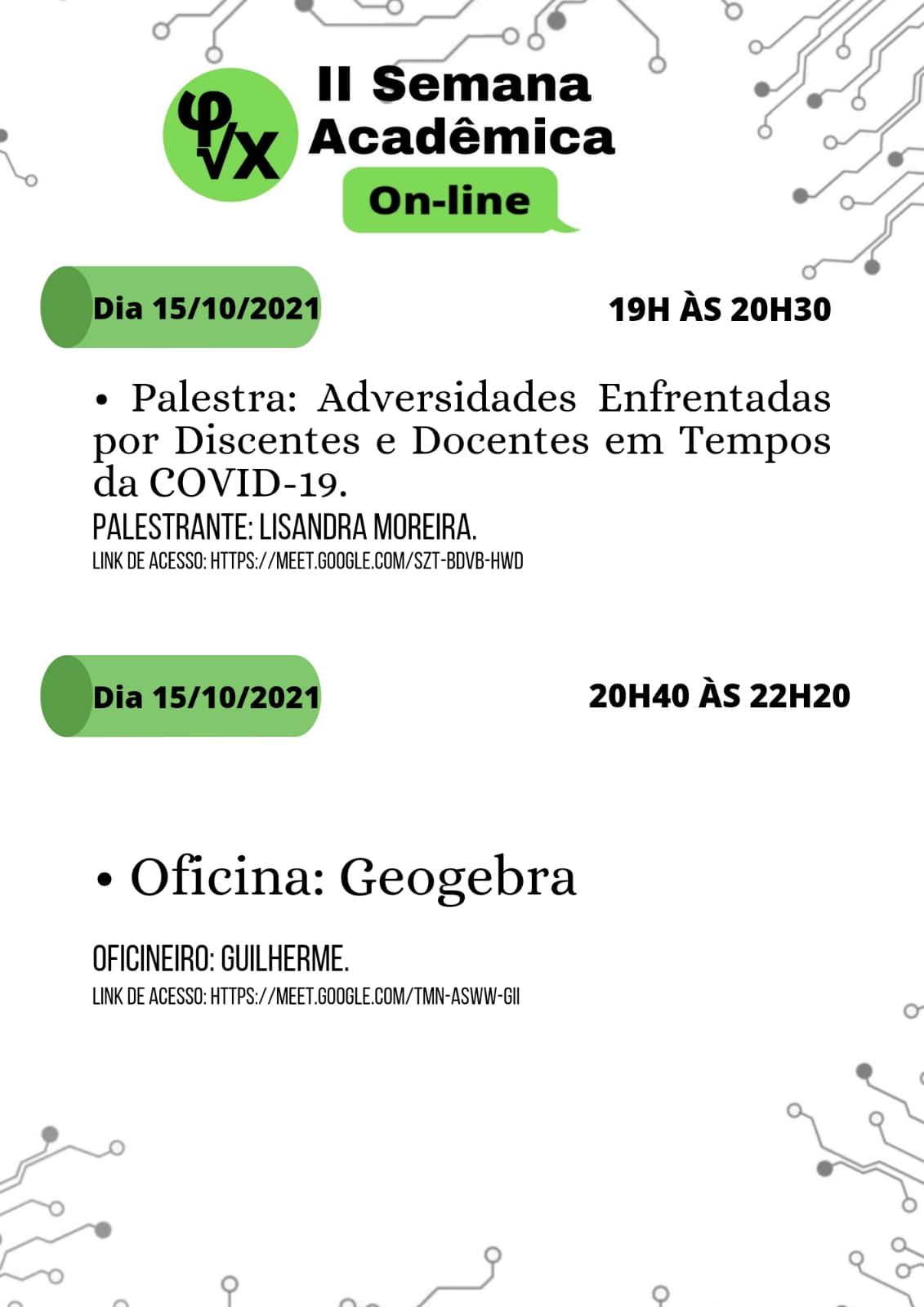 Semana Acadêmica das Licenciaturas Dia 3