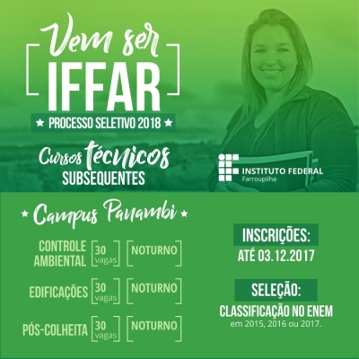 Últimos dias para inscrição nos cursos técnicos subsequentes do IFFar – Campus Panambi