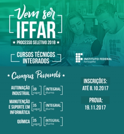 100 vagas para Cursos Técnicos Integrados ao Ensino Médio no IFFar – Campus Panambi