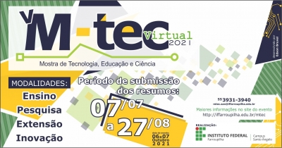Submissões abertas para a V M-TEC (Virtual) do IFFar Campus Santo Ângelo