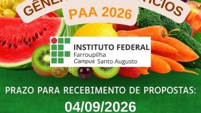 IFFar - Campus Santo Augusto lança Chamada Pública da Agricultura Familiar para aquisição de gêneros alimentícios CONTRATA MAIS BRASILc